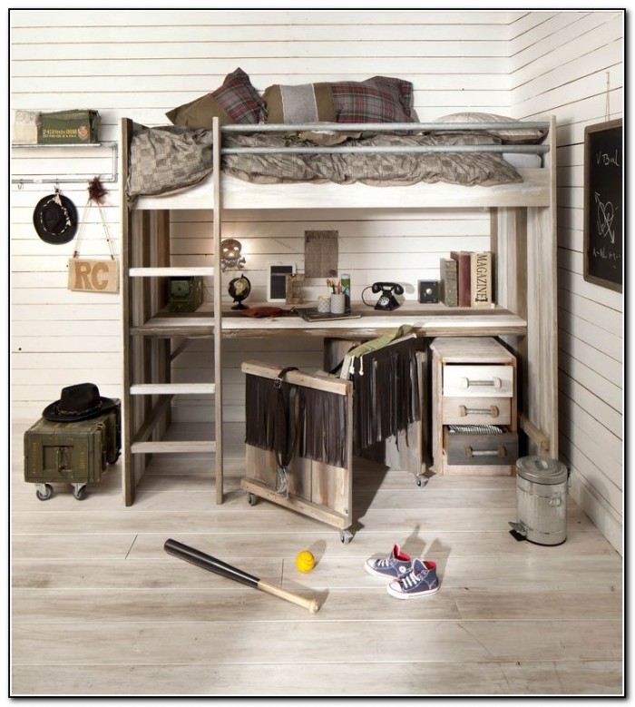 Wood Loft Bed With Desk Underneath Wood Loft Bed With Desk Underneath