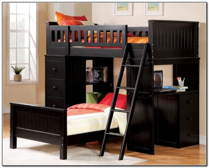 Black Wood Loft Bed With Desk Black Wood Loft Bed With Desk