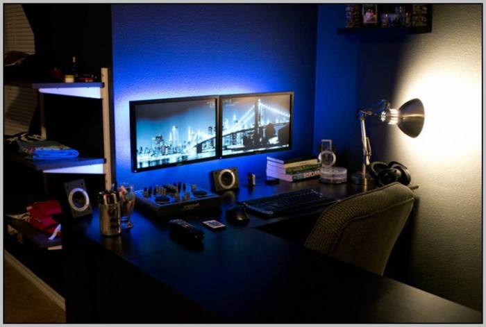 Dual Monitor Computer Desk With Hutch Dual Monitor Computer Desk With Hutch
