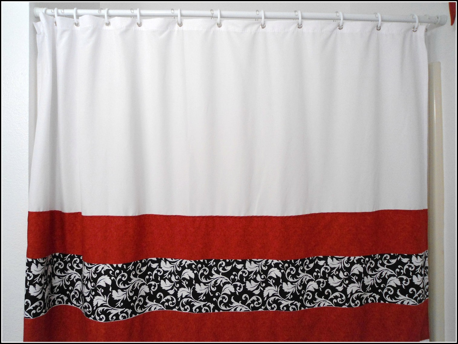 red white and gray curtains