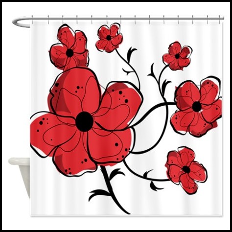 Red Black White Curtain Fabric Red Black White Curtain Fabric
