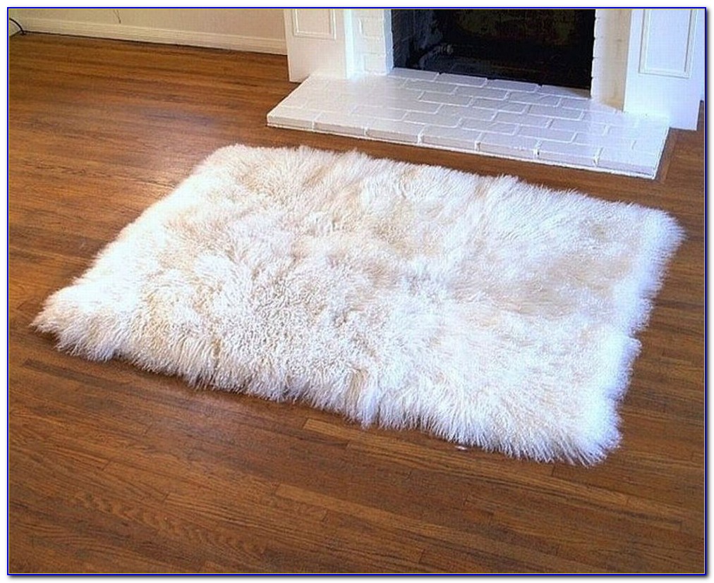 White Furry Rug For Living Room