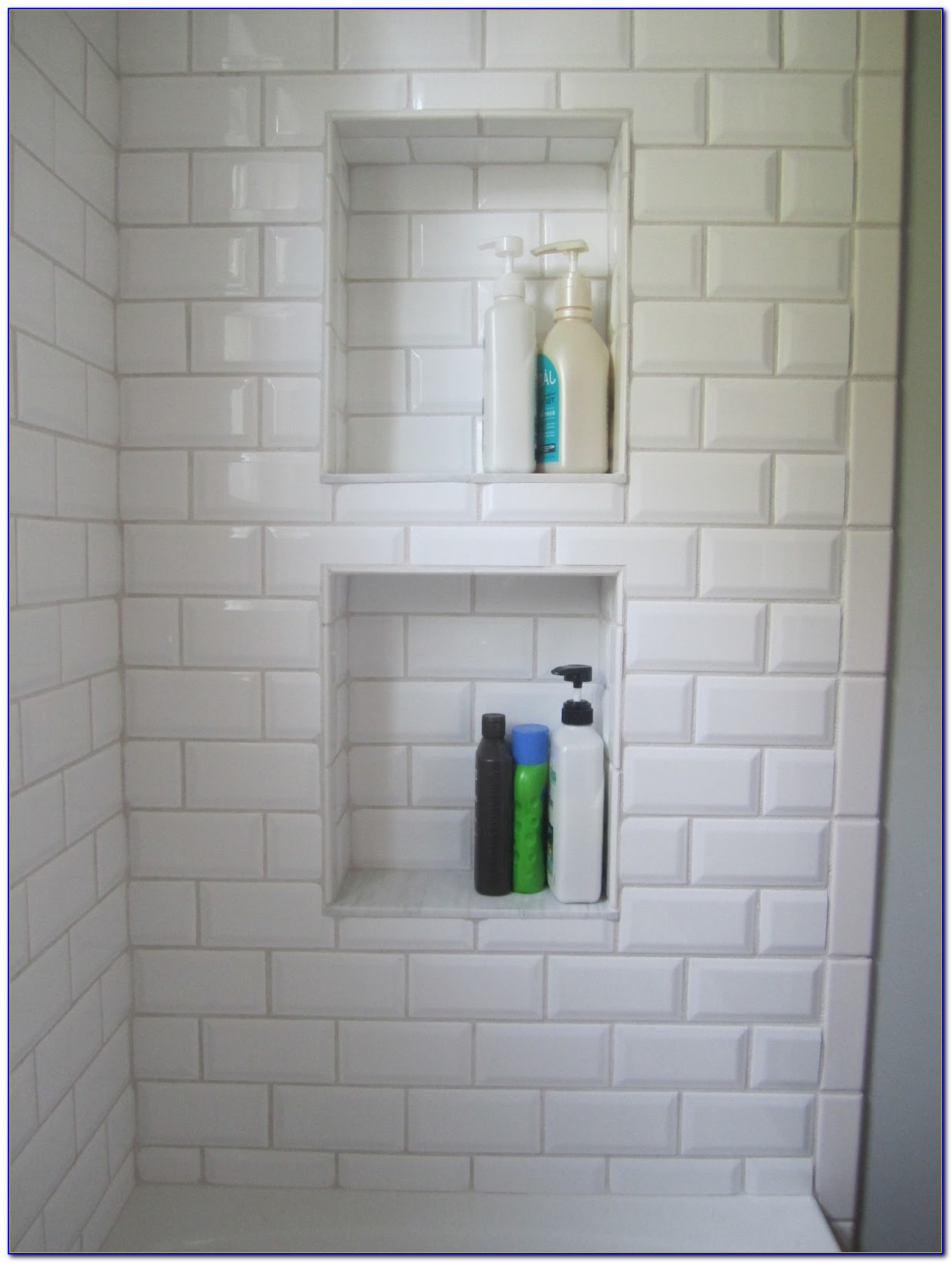  White  Beveled  Subway  Tile  With Grey Grout  Tiles  Home 