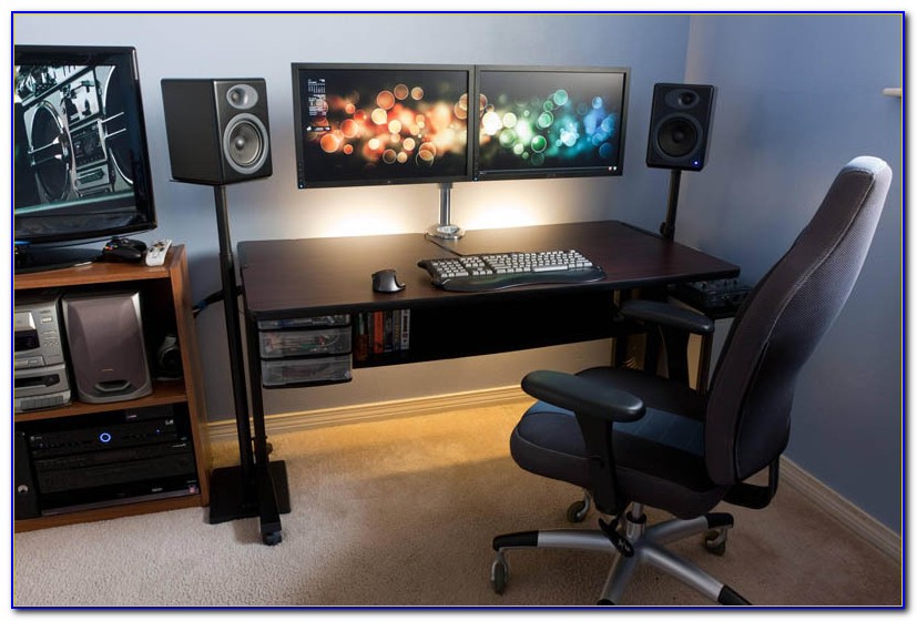 Computer Desk Big Enough For 2 Monitors Desk Home Design Ideas 