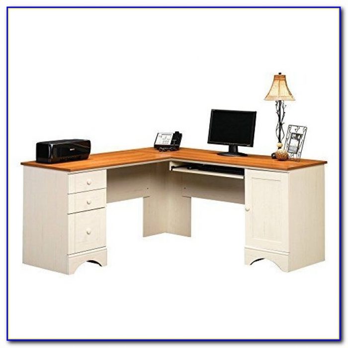 Sauder Harbor View Computer Desk With Hutch Salt Oak Sauder Harbor View Computer Desk With Hutch Salt Oak