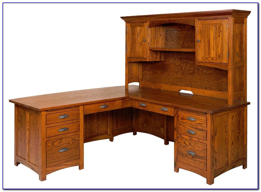 Solid Wood Corner Computer Desk With Hutch 
