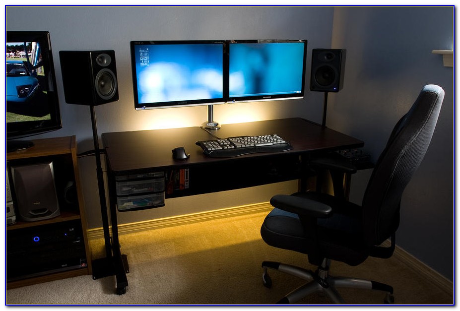 Computer Desk Big Enough For 3 Monitors Desk Home Design Ideas