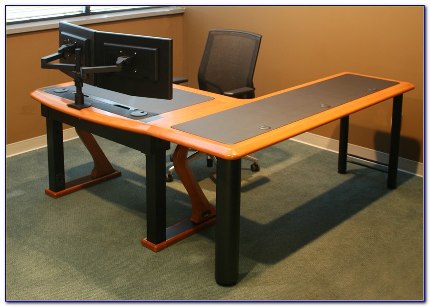 ergonomic How Wide Desk For Two Monitors for Small Room