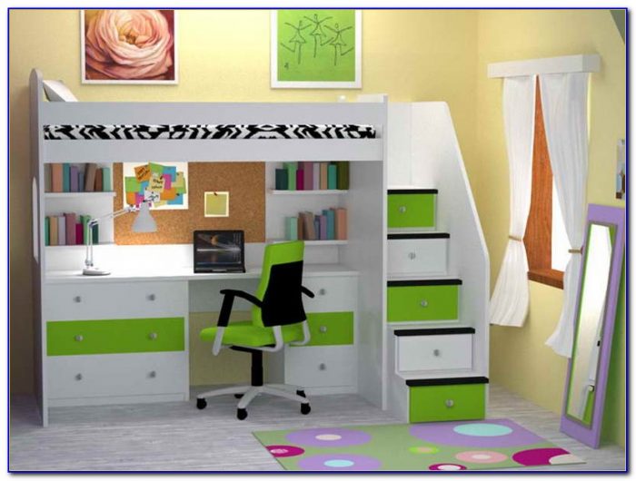 A Bunk Bed With A Desk Underneath A Bunk Bed With A Desk Underneath