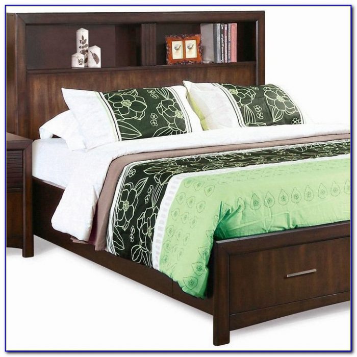 Modern Storage Espresso Queen Size Platform Bed With Bookcase Headboard Modern Storage Espresso Queen Size Platform Bed With Bookcase Headboard