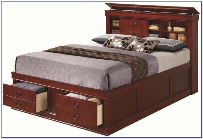 Queen Size Storage Bed Plus Bookcase Headboard Queen Size Storage Bed Plus Bookcase Headboard