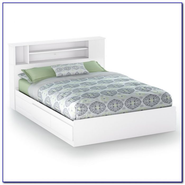 Queen Size White Storage Bed Bookcase Headboard Queen Size White Storage Bed Bookcase Headboard