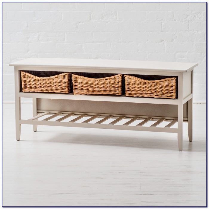 Shoe Bench With Wicker Baskets Shoe Bench With Wicker Baskets