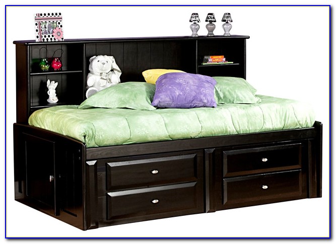 Black Twin Storage Bed With Bookcase Headboard Black Twin Storage Bed With Bookcase Headboard