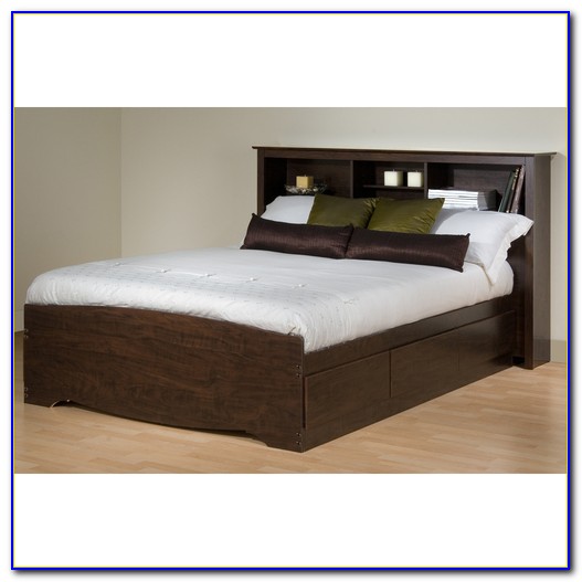 Queen Platform Bed With Bookcase Headboard Queen Platform Bed With Bookcase Headboard
