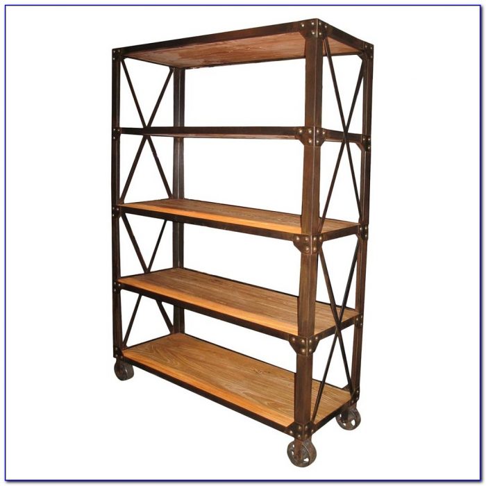 Industrial Bookcase On Casters Bookcase Home Design Ideas 