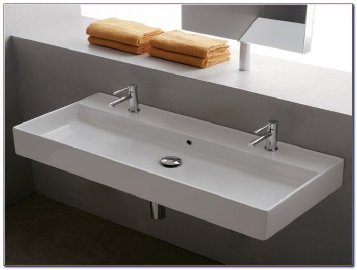 Trough Style Bathroom Sinks One Sink Two Faucets, Double Bathroom Sink Faucet Bathroom Trough H41 Trough Style Bathroom Sinks One Sink Two Faucets, Double Bathroom Sink Faucet Bathroom Trough H41