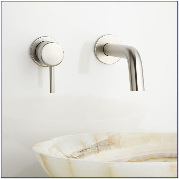 Wall Mounted Bathroom Sink Faucet With Double Lever Handles Wall Mounted Bathroom Sink Faucet With Double Lever Handles