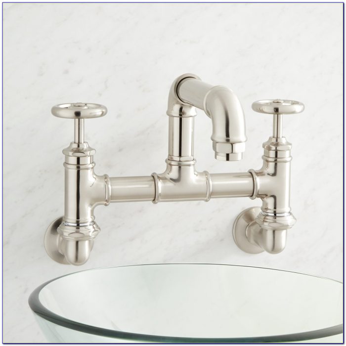 Wall Mounted Country Kitchen Bridge Faucet With Handspray Wall Mounted Country Kitchen Bridge Faucet With Handspray