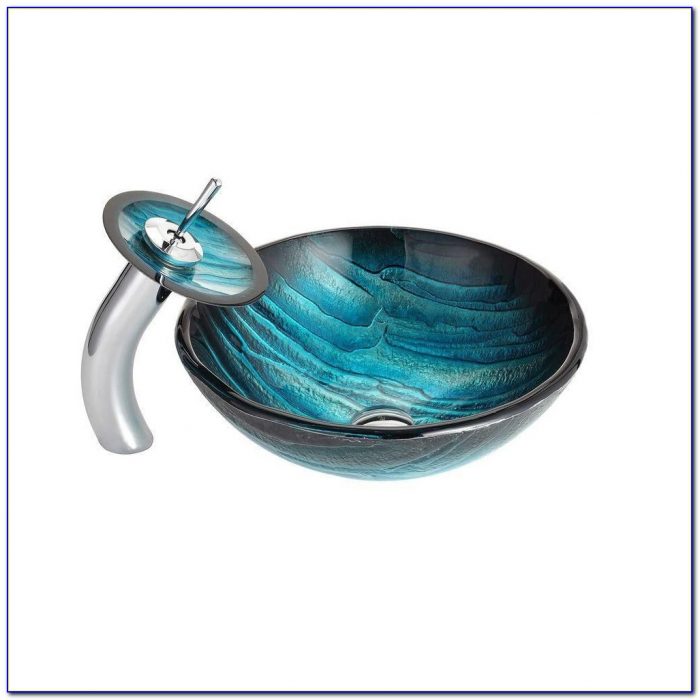 Glass Vessel Sink And Waterfall Faucet Glass Vessel Sink And Waterfall Faucet