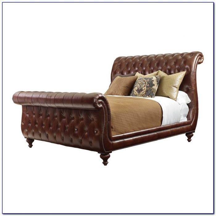 King Size Sleigh Bed With Leather Headboard King Size Sleigh Bed With Leather Headboard