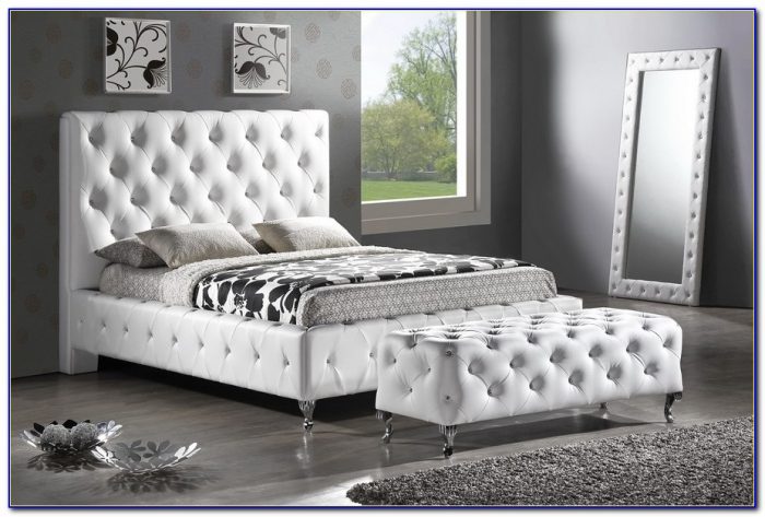 White Faux Leather Headboard With Crystals White Faux Leather Headboard With Crystals