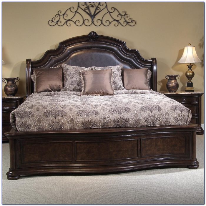 Wood Bed Frame With Leather Headboard Wood Bed Frame With Leather Headboard